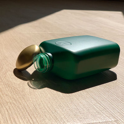 Garrafa geada do gel do chuveiro do quadrado do verde de Matte Plastic Screw Cap Bottle 350ml