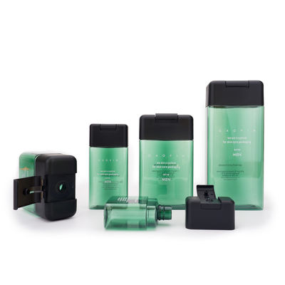 200ml 250ml Flip Top Shampoo Bottles, garrafas plásticas do quadrado de PETG para o Sanitizer da mão