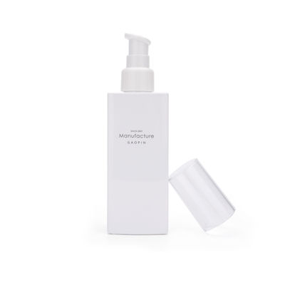Garrafa facial da loção do plástico dos cuidados com a pele do recipiente do quadrado branco 100ml 120ml 150ml 200ml