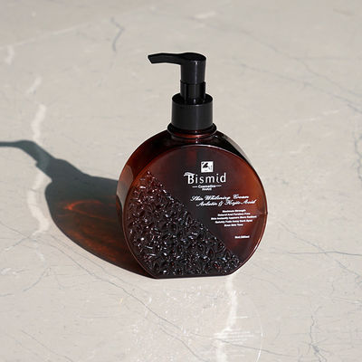 empacotamento do cuidado de 250ml Brown PETG Amber Pump Bottles For Skin