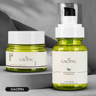 da garrafa plástica da loção do verde de 40ml 50ml 130ml grupo de empacotamento cosmético luxuoso