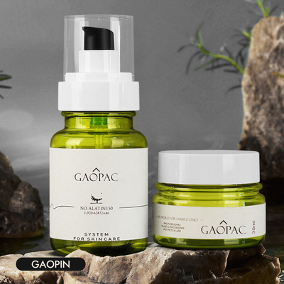 da garrafa plástica da loção do verde de 40ml 50ml 130ml grupo de empacotamento cosmético luxuoso