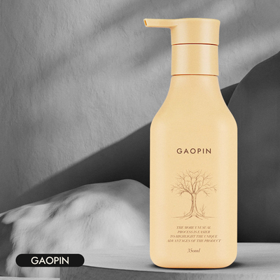 o champô 350ml plástico engarrafa o cosmético da loção que empacota com bomba do ouro